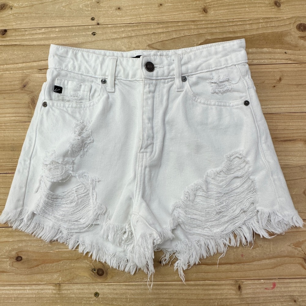 KanCan White Denim Shorts‎ Distressed Frayed Hem Casual Summer Size XS
